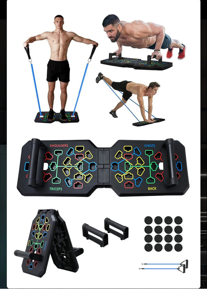 Placa de Flexão Multifuncional com Barras – Treino em Casa para Peito, Ombro e Tríceps | Equipamento Fitness Profissional