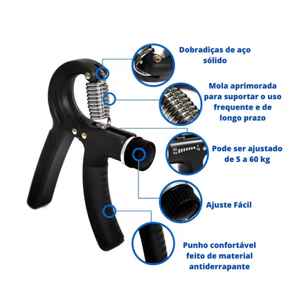 Hand Grip Ajustável 5kg a 60kg Profissional – Fortalecimento de Mãos e Antebraço