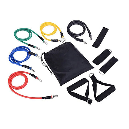 Kit 11 Elásticos de Resistência com Pedal – Treino Fitness e Cross Training