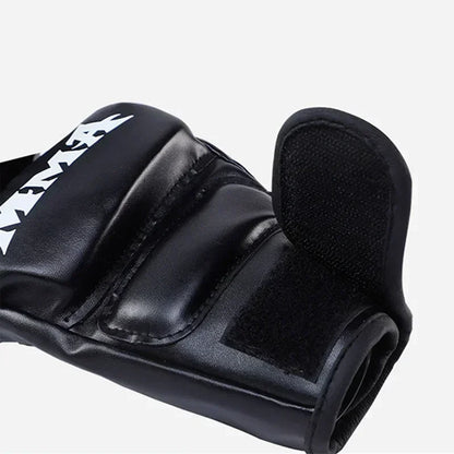 Luva de Treino Profissional MMA Half Finger em Couro com Amortecimento para Boxe, Sanda e UFC
