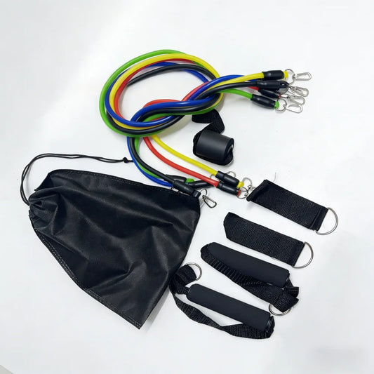 Kit 11 Elásticos de Resistência com Pedal – Treino Fitness e Cross Training